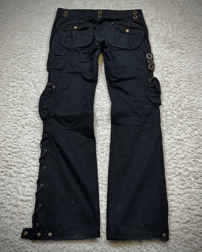 Kelen 3D Cargo Pockets Lace Up Bootcut Pants