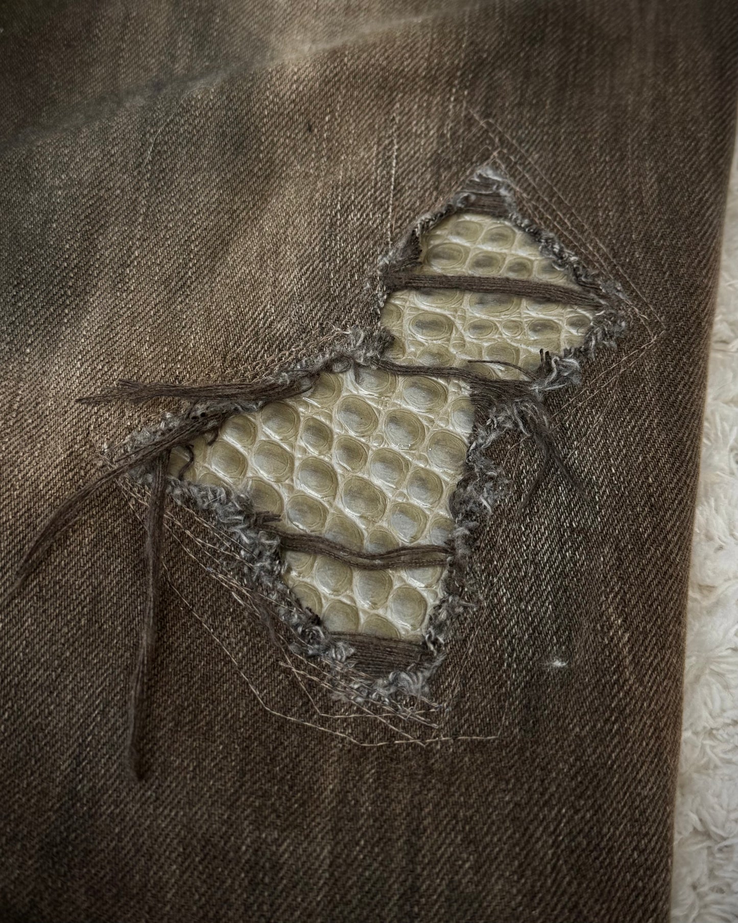 Tornado Mart Croc Repaired Flared Jeans