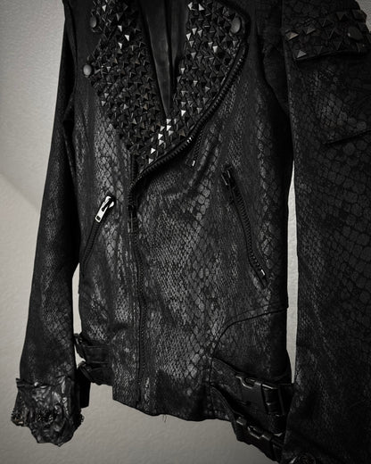 By The R Python Waxed Studded Biker Jacket