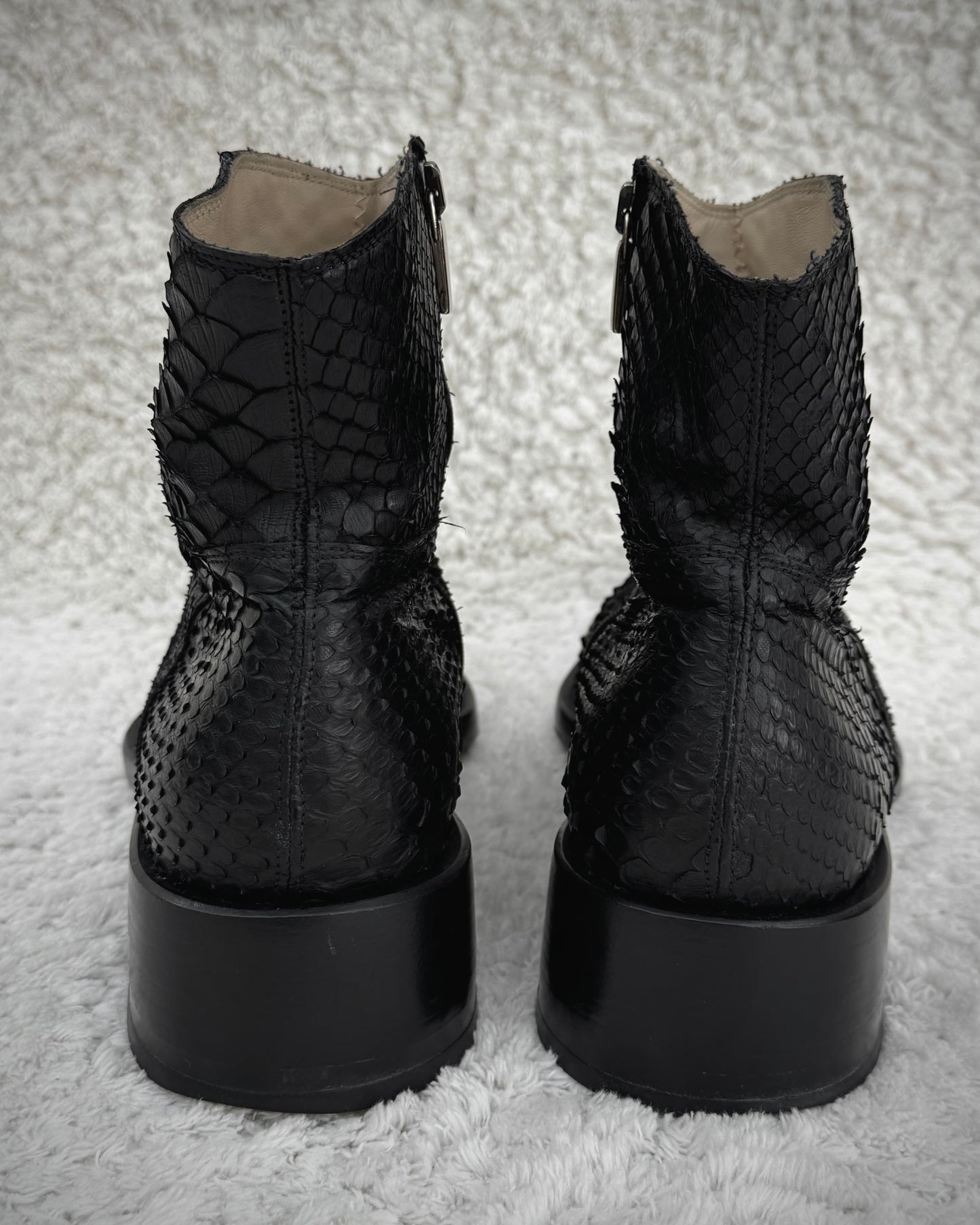 Rewind Pointed Python Leather Boots
