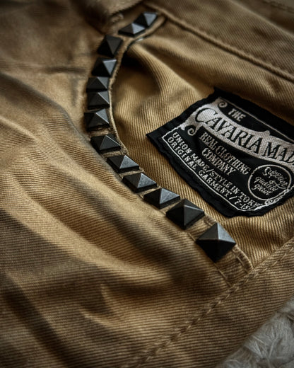 CavariA Studded Desert Clawmarks Washed Bootcut Jeans