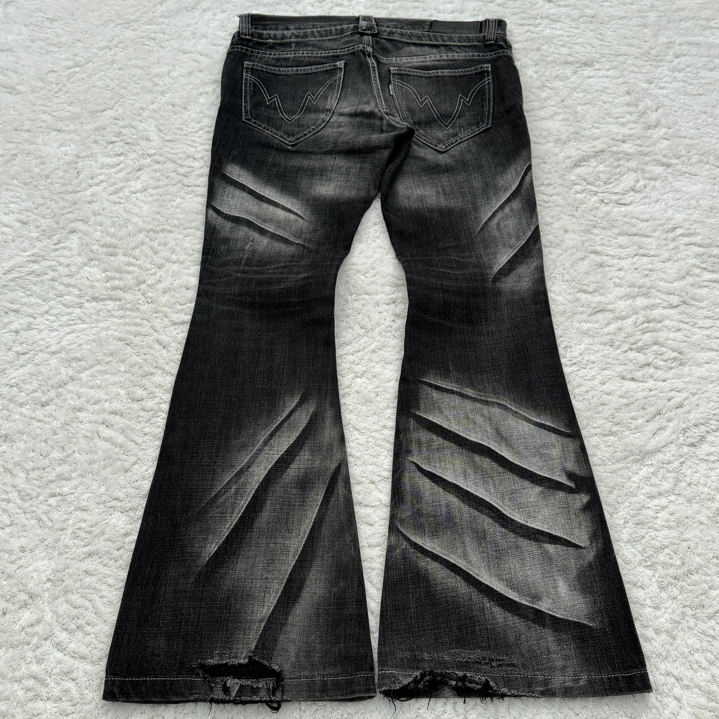 Tornado Mart Claw Marks Flared Lace-Up Jeans