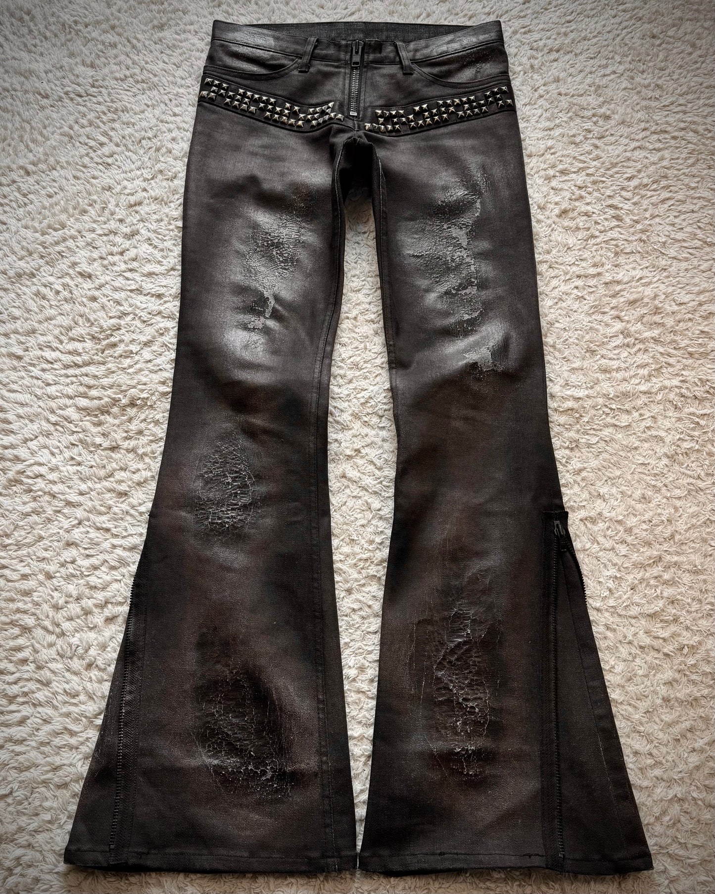 LED Rechwe Veronica Arizona Studded Waxed Flared Jeans