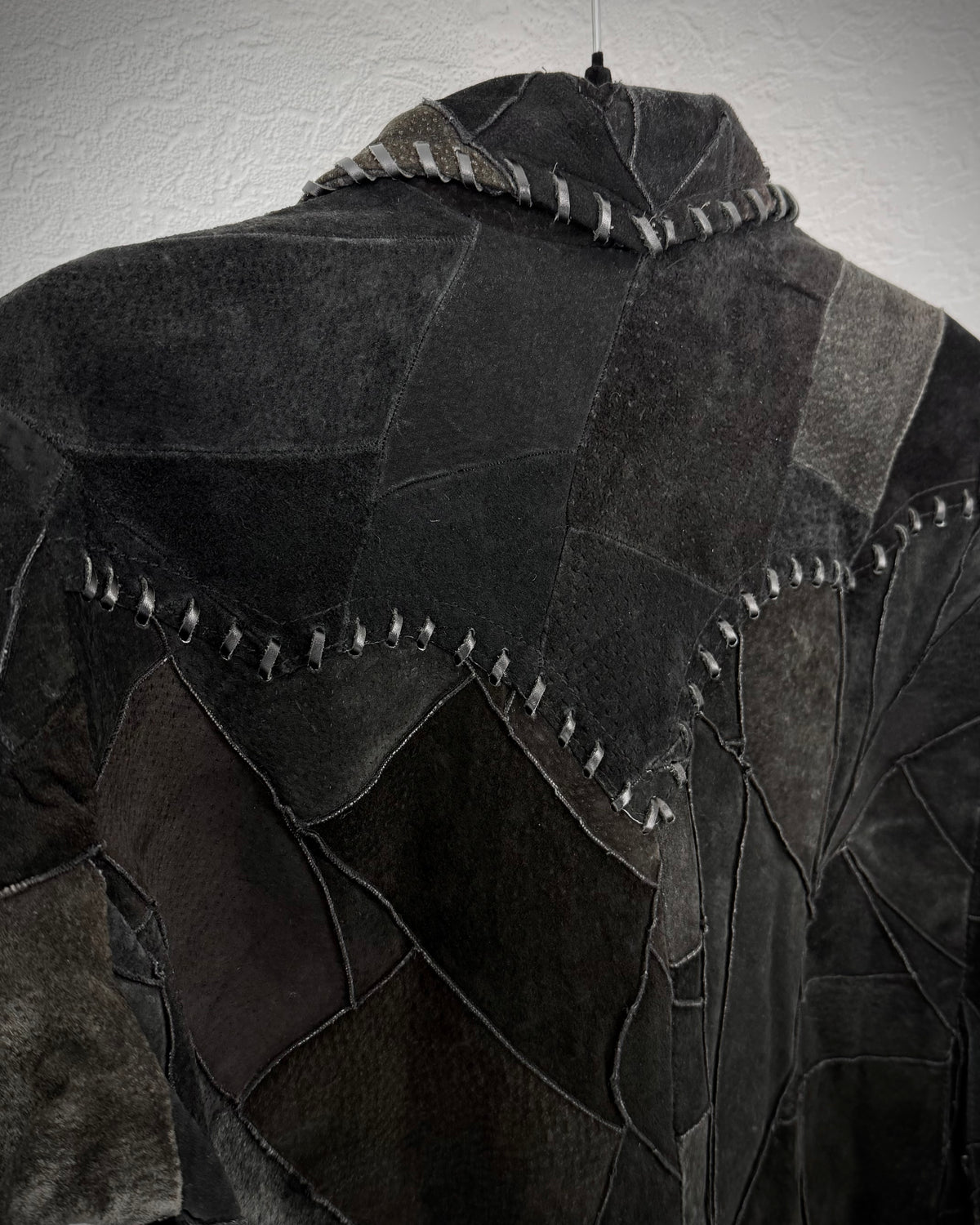 Gowest Scar Stitched Suede Leather Patchwork Jacket