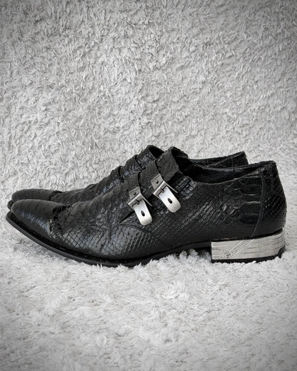 New Rock Python Textured Steel Heel Leather Boots