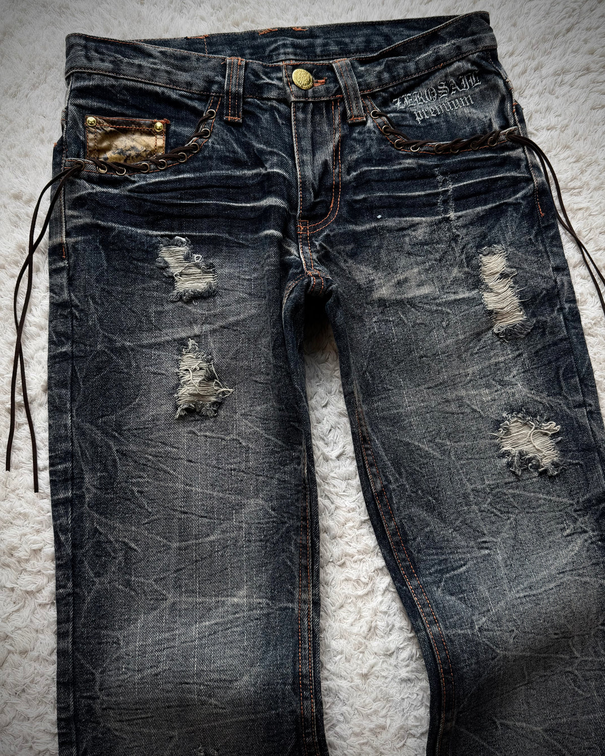 Zero Sail Leather Detailed Vintage Bootcut Jeans