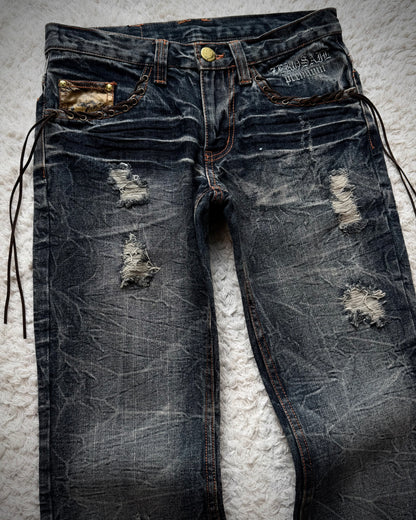 Zero Sail Leather Detailed Vintage Bootcut Jeans