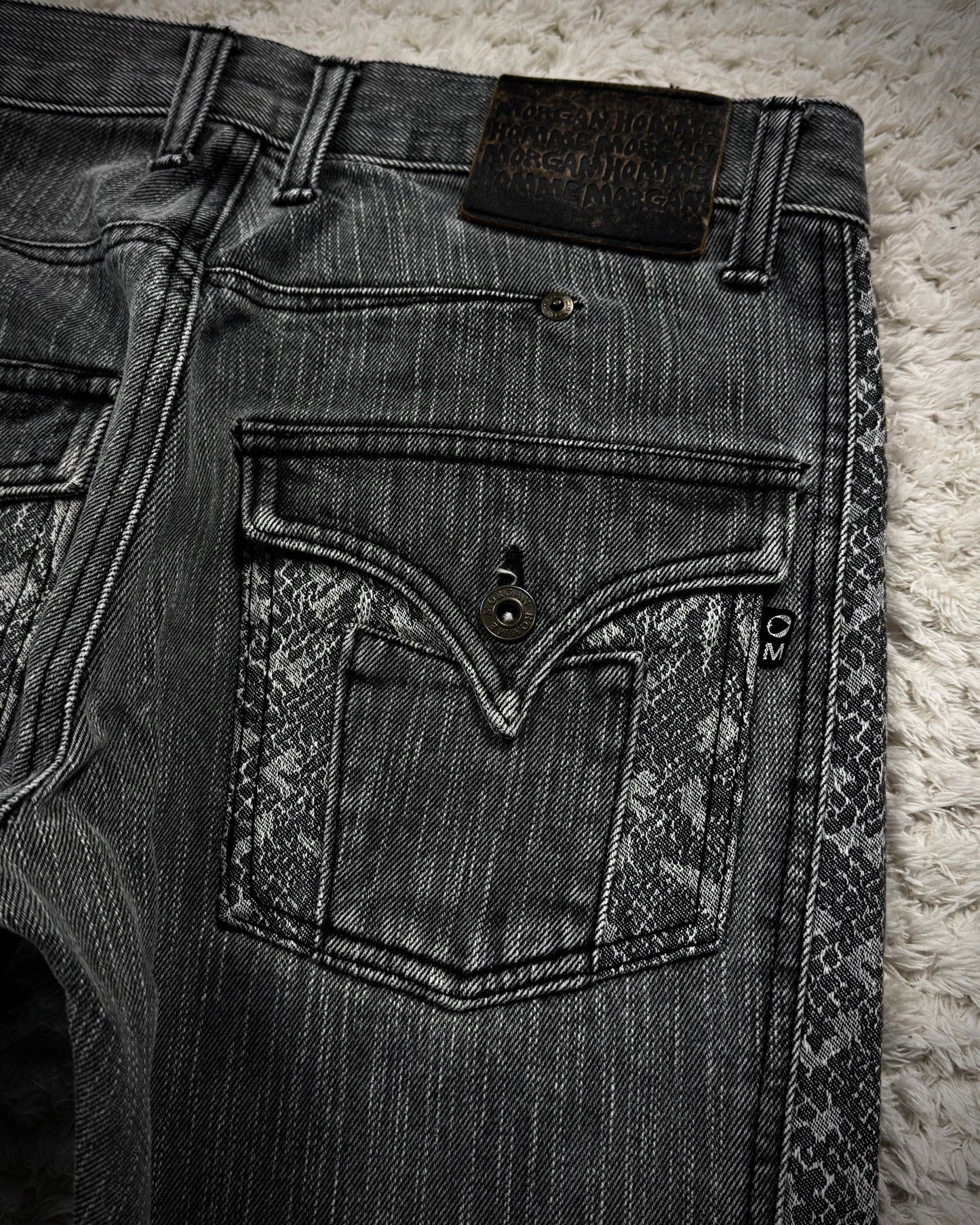 Morgan Homme Python Pattern Flared Jeans