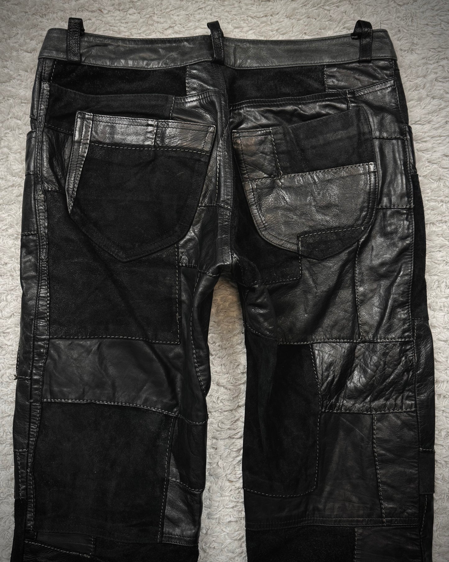 John Cherpas Marquis Flared Leather Patchwork Pants