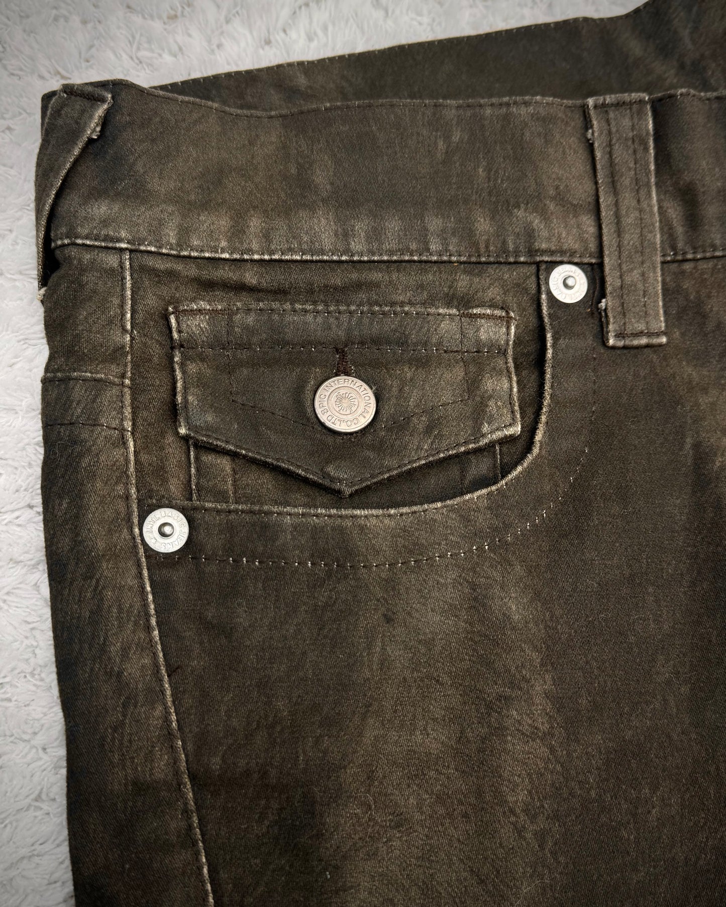 Tornado Mart Wood Textured Spiral Bootcut Pants