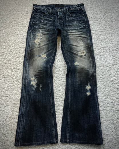 Fuga Clawmarks Washed Distressed Bootcut Denim