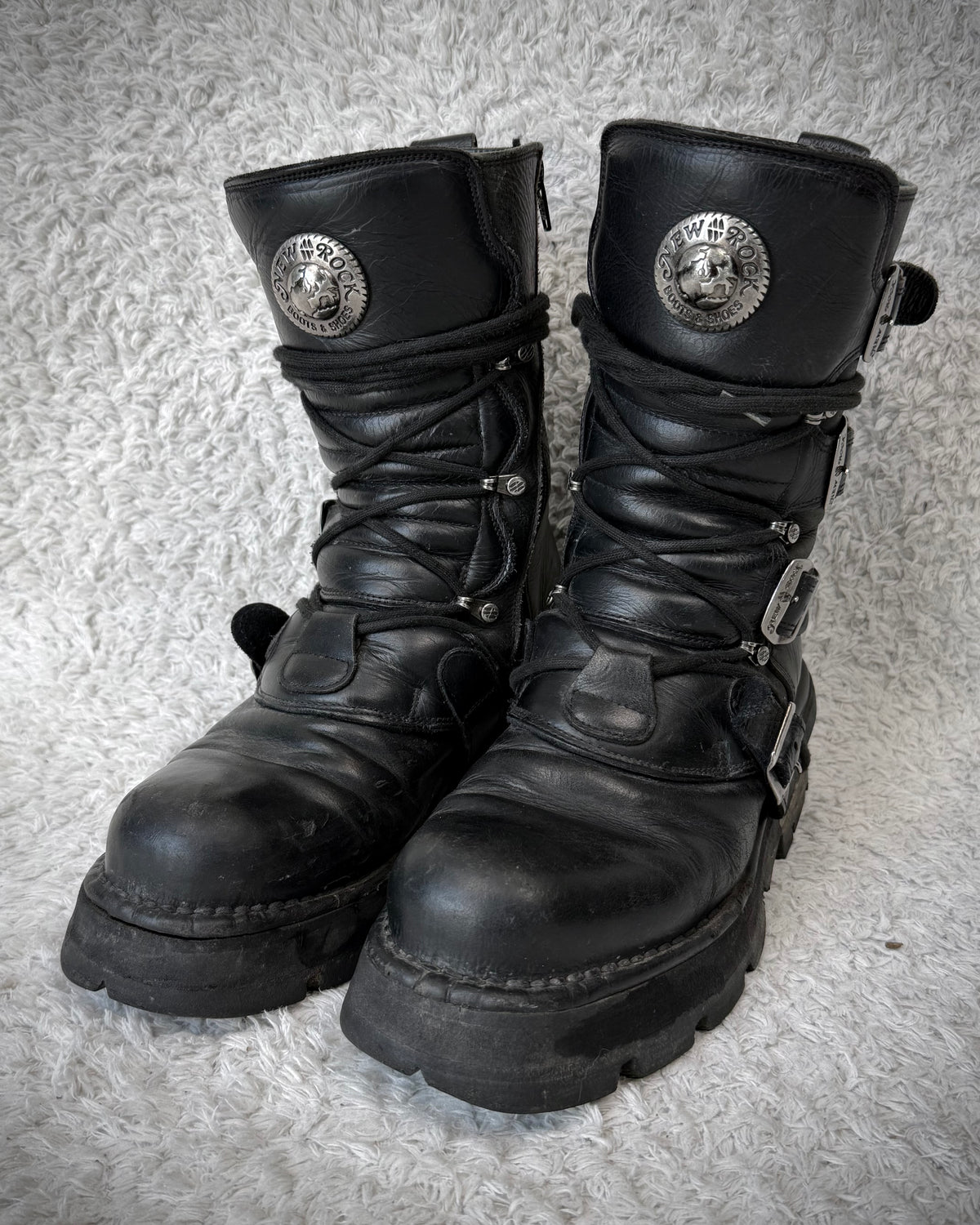 New Rock Steel Heel Leather Boots