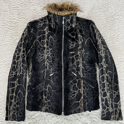 Tornado Mart Micro-Velvet Leopard Fur Jacket