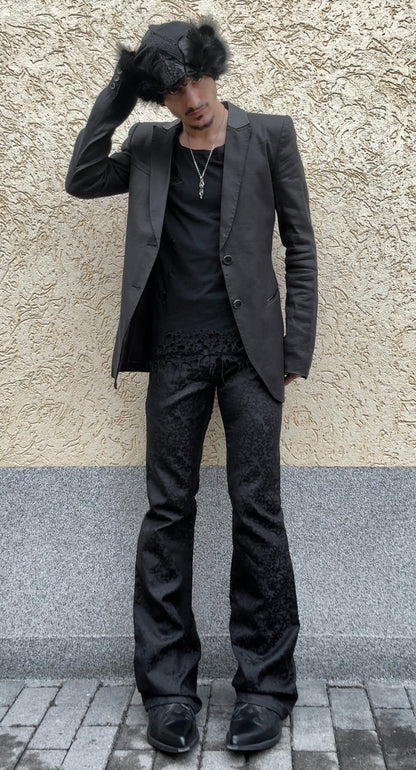 Morgan Homme Ornate Jacquard Woven Flared Dress Pants