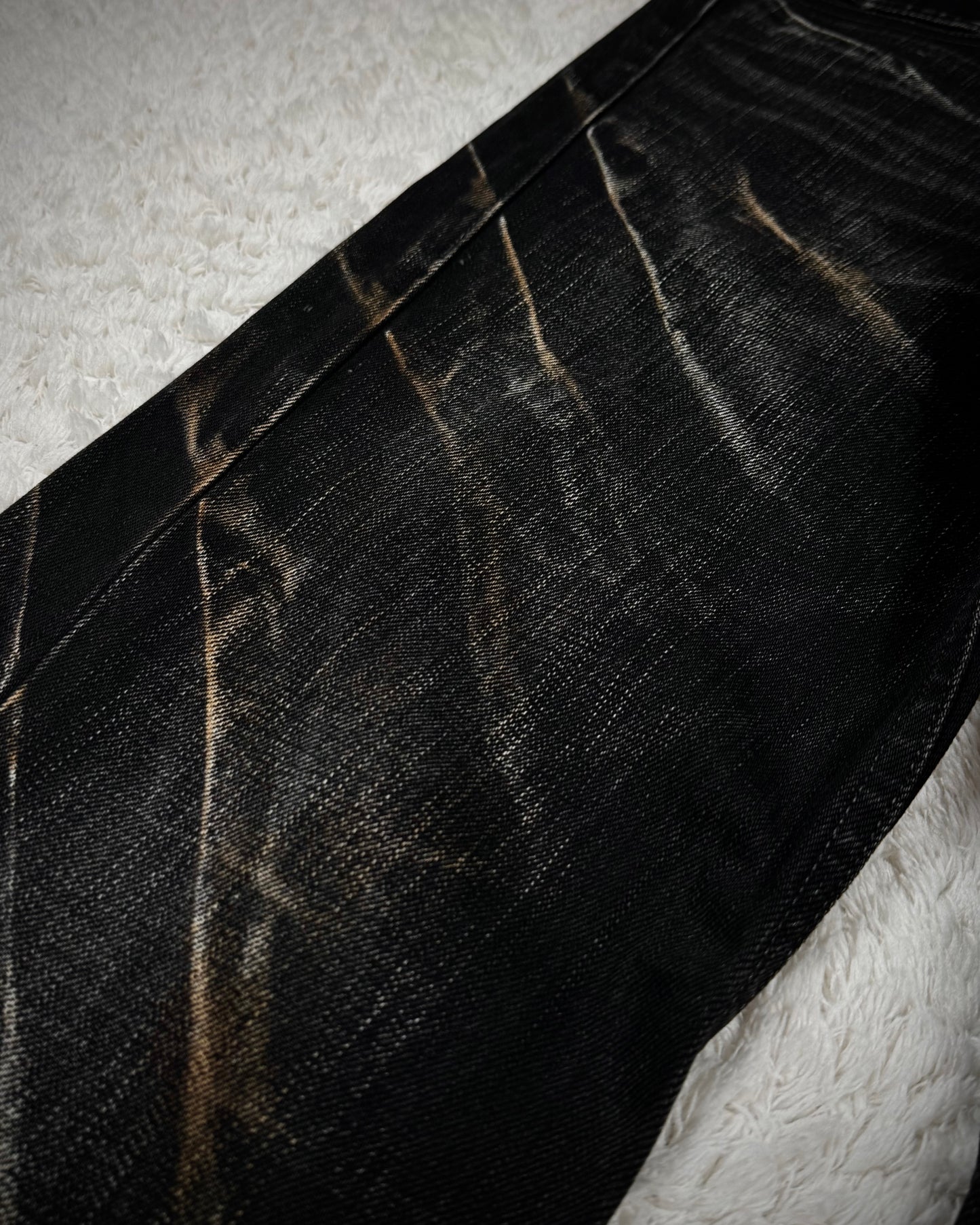 Tornado Mart Blood Clawmark Washed Spiral Flared Jeans