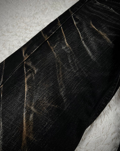 Tornado Mart Blood Clawmark Washed Spiral Flared Jeans