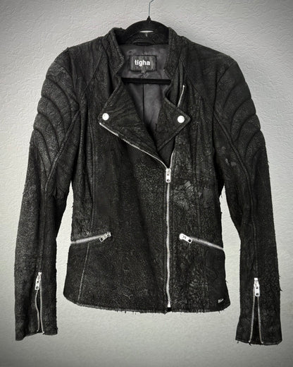 Tigha Blistered Sheepskin Leather Jacket