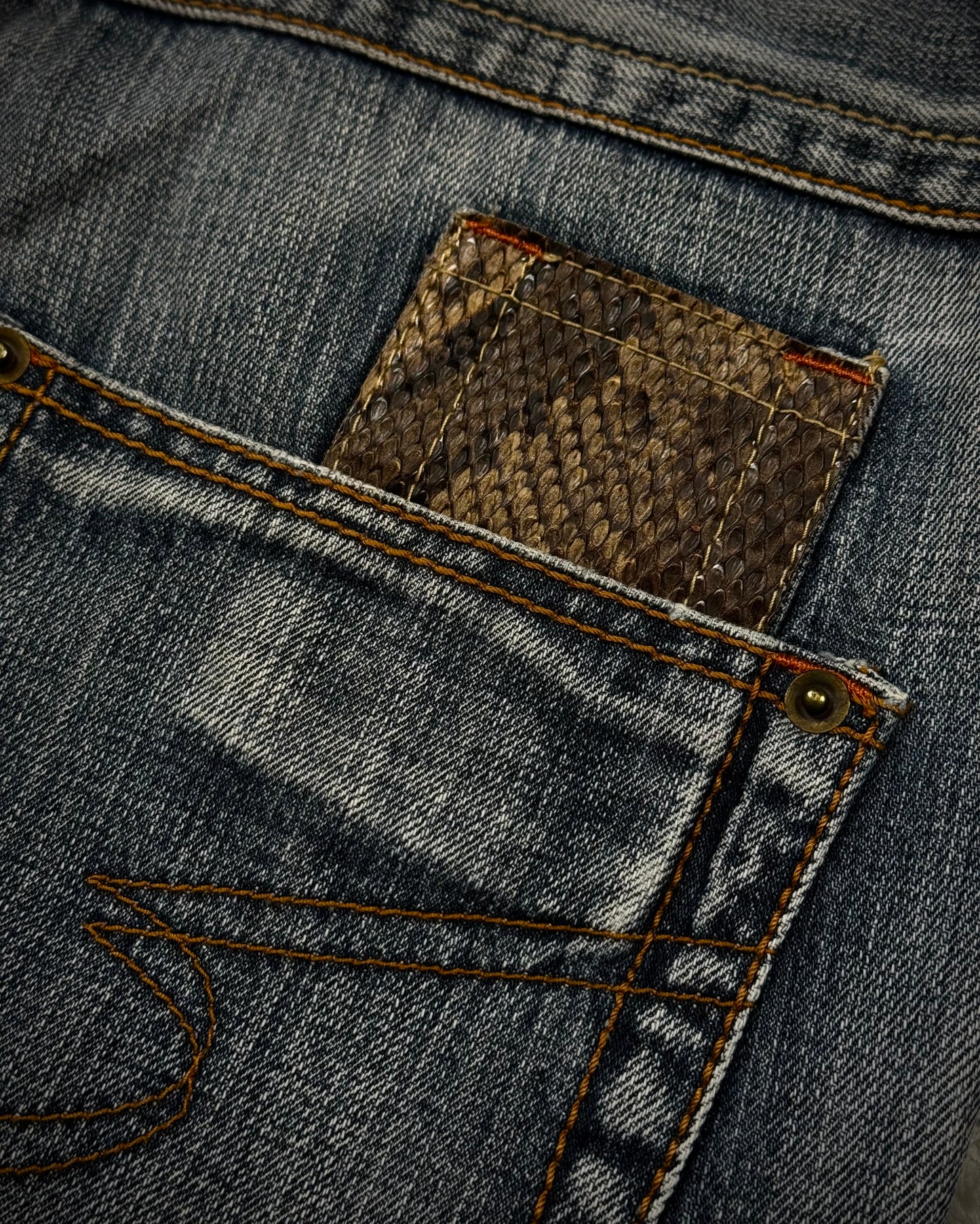 Semantic Design Python Detailed Spiral Flared Jeans