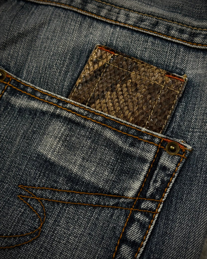 Semantic Design Python Detailed Spiral Flared Jeans