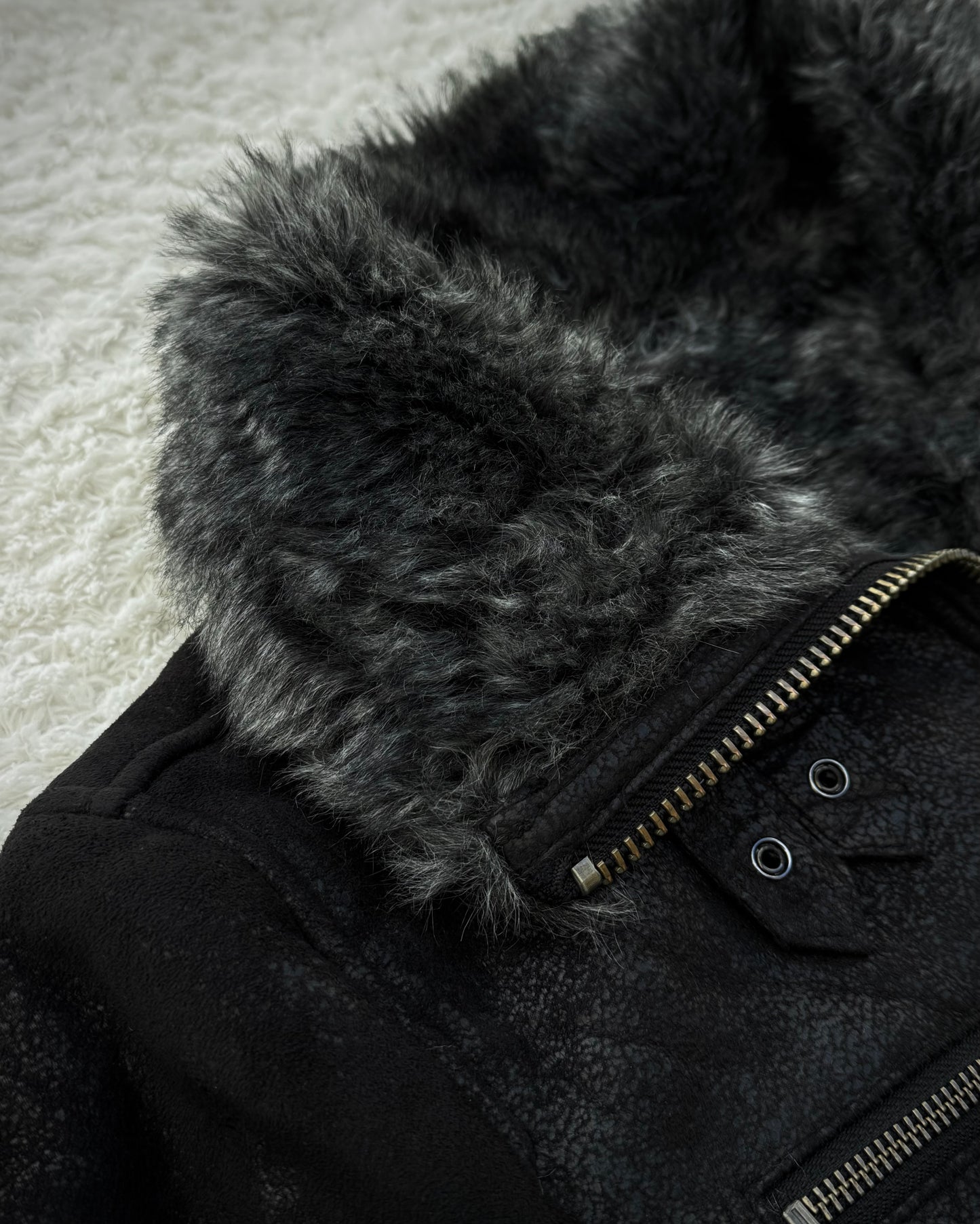 291295=HOMME Cracked Waxed Fur  Jacket