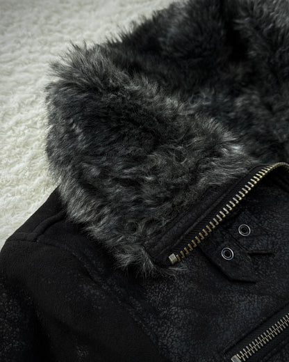 291295=HOMME Cracked Waxed Fur  Jacket