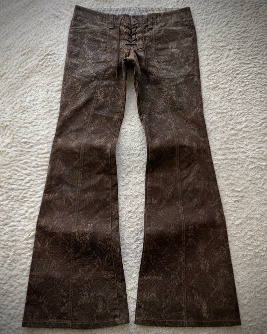 Tornado Mart Vintage Floral Lace Up Flared Pants