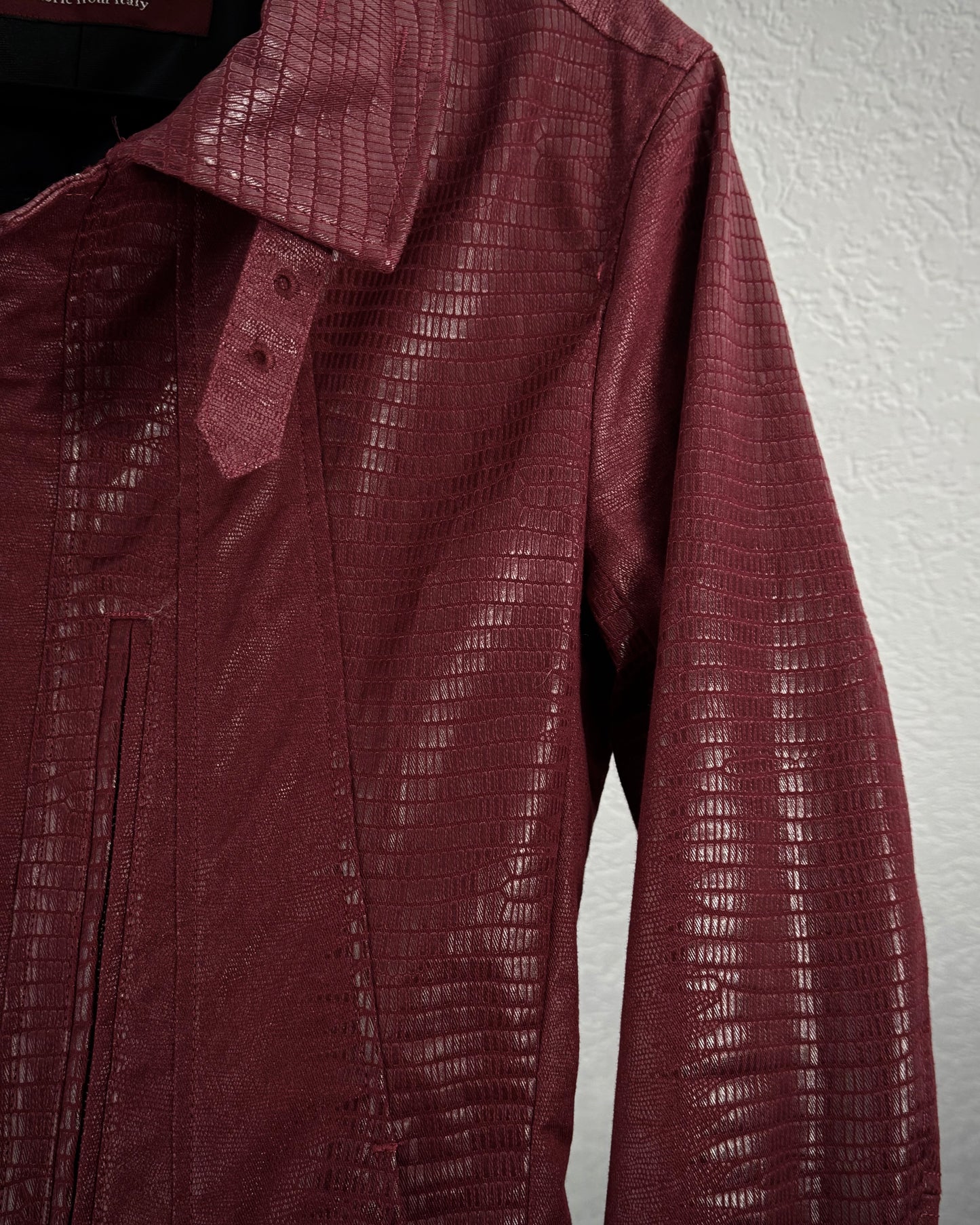Tornado Mart Crimson Reptile Pattern Waxed Jacket