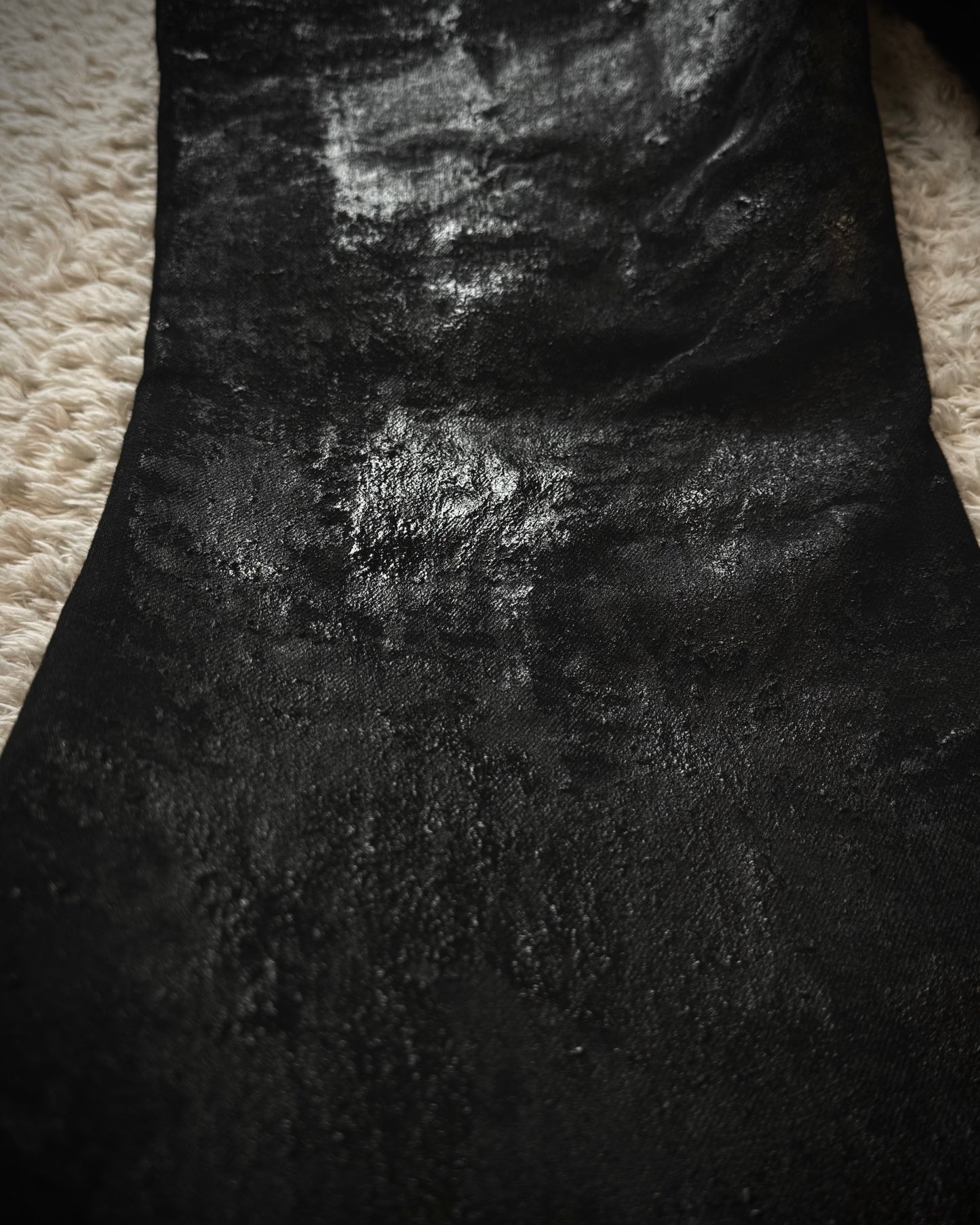 G.U. Heavy Wax Coated Flared Jeans