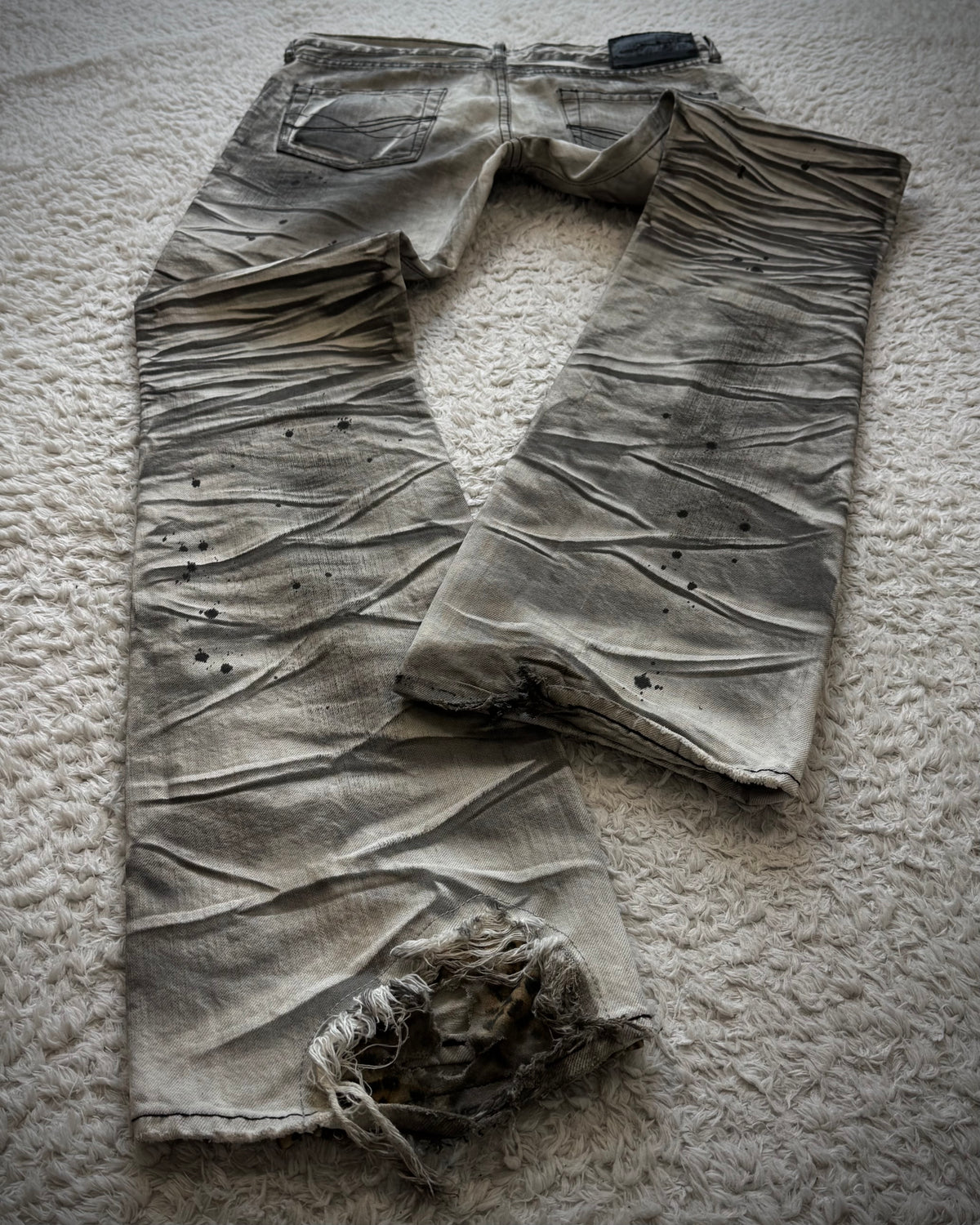 CavariA Leopard Repaired Clawmarks Bootcut Jeans