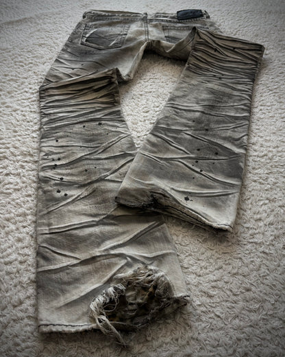 CavariA Leopard Repaired Clawmarks Bootcut Jeans