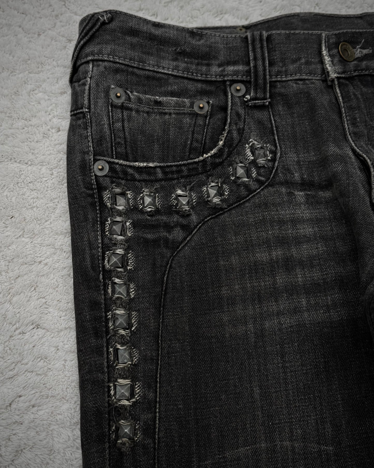 Semantic Design Studded Distressing Flared Jeans