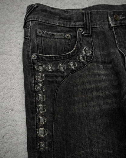 Semantic Design Studded Distressing Flared Jeans