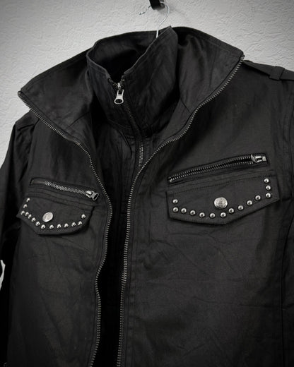 In The Attic Double Zip Layered Waxed Studded Jacket
