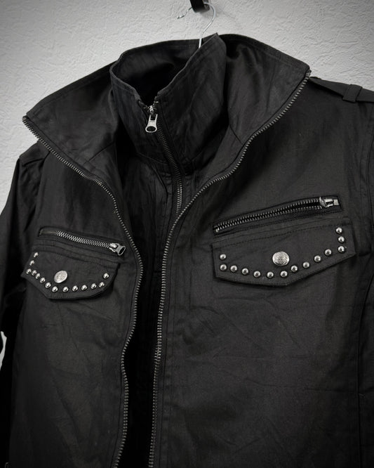In The Attic Double Zip Layered Waxed Studded Jacket