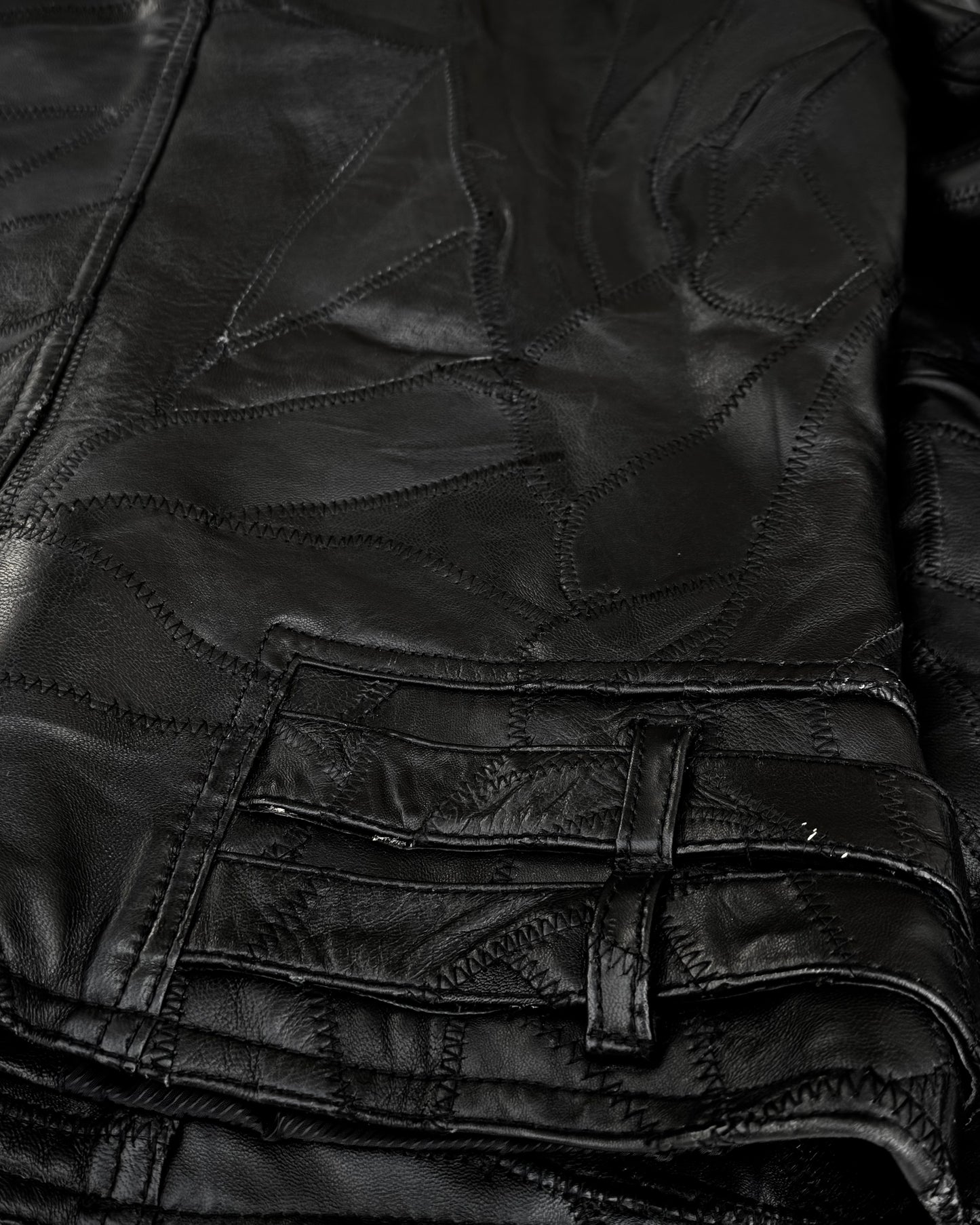 All The Way Scar Stitched Leather Patchwork Jacket