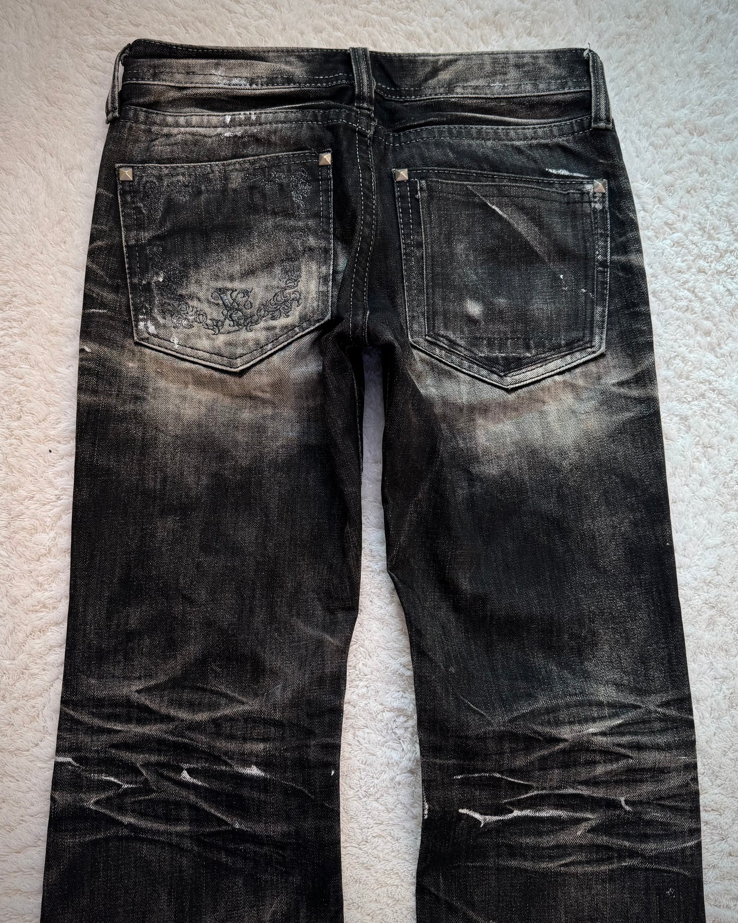 Xfrm Studded Silver Whisker Washed Bootcut Jeans
