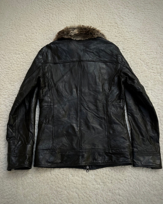 Ville D‘Espoir Fur Collar Leather Patchwork Jacket