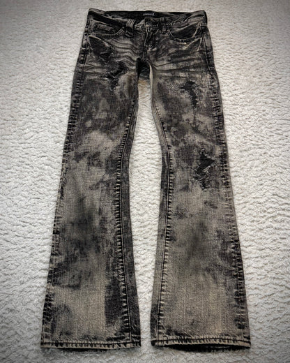 CavariA Ash Clawmarks Washed Flared Jeans
