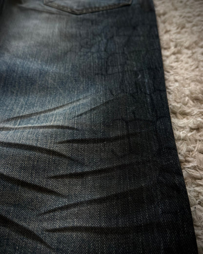 Semantic Design Crocodile Clawmarks Flared Jeans