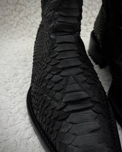 Rewind Pointed Python Leather Boots