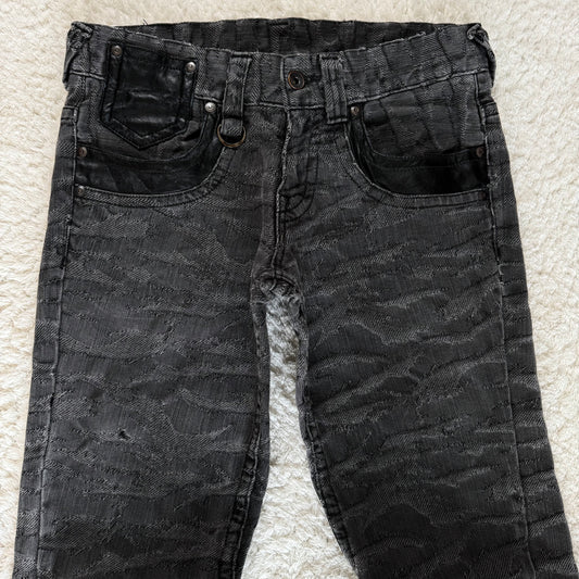 Tornado Mart Woven Tiger Stripes Flared Pants