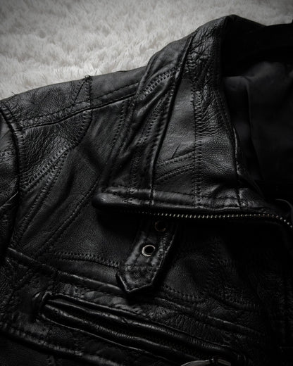 Semantic Design Scar Stitched Leather Patchwork Jacket