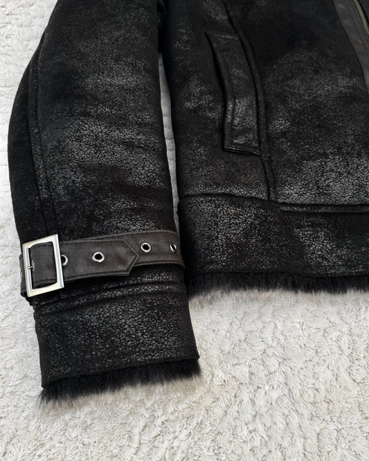 Difference Rupert Cracked Wax Fur Jacket
