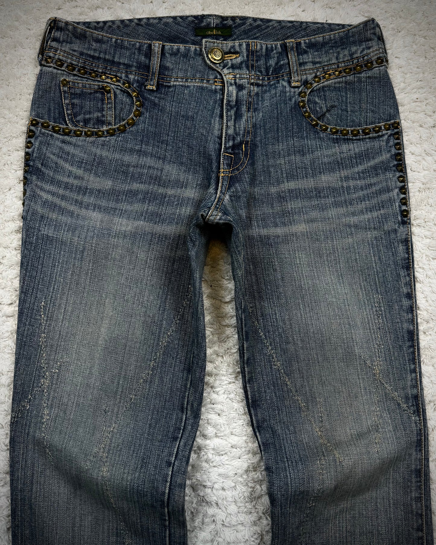 Obelisk Star Studded Vintage Flared Jeans