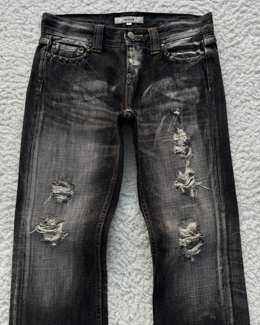 Varosh Pierced Distressed Flared Jeans