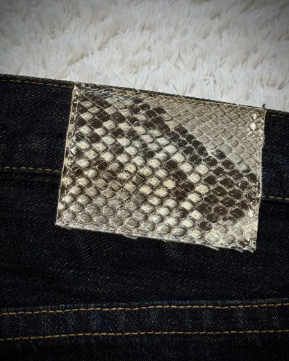 Semantic Design Crocodile Wax Splatter Mud Washed Bootcut Denim