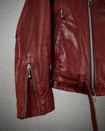 Glamb Bordeaux Leather Biker Jacket