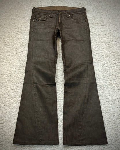 Tornado Mart Waxed Vintage Textured Spiral Flared Jeans