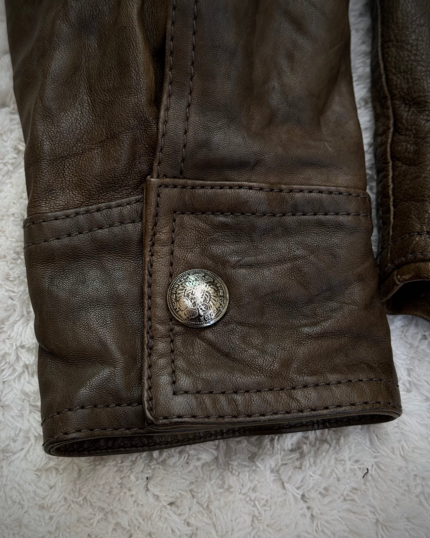 5351 Pour Les Hommes Scar Stitched Sheepskin Leather Jacket