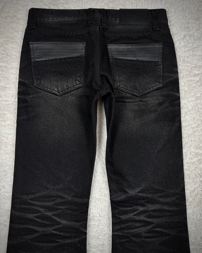 Midas Clawmark Washed Leather Detailed Flared Denim